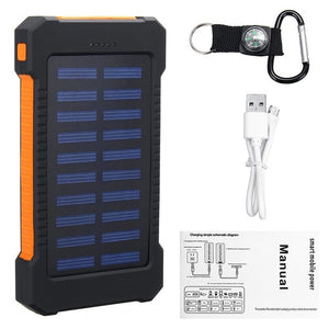 30000mAh Solar Power Bank with LED Light Waterproof Solar Charger Ports External Charger Powerbank for Xiaomi Smartphone