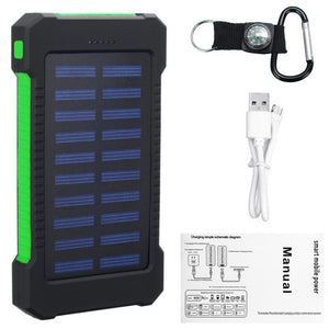 30000mAh Solar Power Bank with LED Light Waterproof Solar Charger Ports External Charger Powerbank for Xiaomi Smartphone