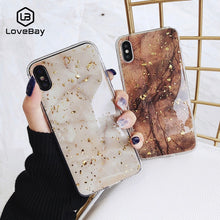 Load image into Gallery viewer, Lovebay Phone Case For iPhone 11 6 6s 7 8 Plus X XR XS Max Luxury Bling Gold Foil Marble Glitter Soft TPU For iPhone 11 Pro Max