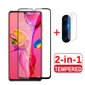 2 in 1 protective glass for huawei p30 lite camera back cover for huwei p30 pro p 30 light 30lite 30pro tremp glasses lens case