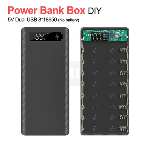 5V Dual USB 8*18650 Power Bank Battery Box with Display High Capacity 18650 USB Charger DIY Shell Case For IPhone Samsung Huawei