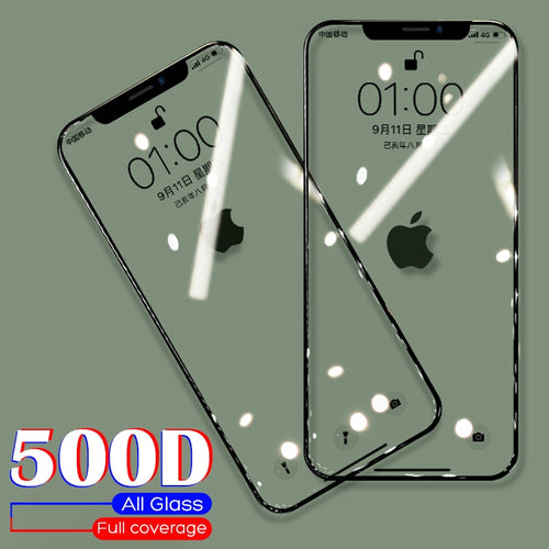 500D Full Cover Tempered Glass For iPhone 11 Pro Max Glass X XS Max XR Screen Protector Glass On For iPhone 6 6s 7 8 Plus X Film