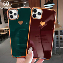 Load image into Gallery viewer, Lovebay Solid Candy Color Laser Love Heart Phone Cases For iPhone 11 11Pro XS Max 6 6S 7 8 Plus X XR Soft TPU Cute Back Cover