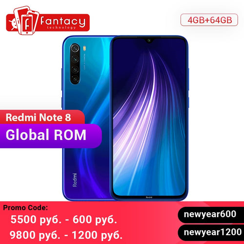 New Global ROM Xiaomi Redmi Note 8 4GB 64GB 48MP Quad Camera Smartphone Snapdragon 665 Octa Core 6.3