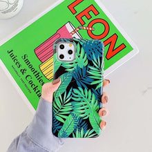 Load image into Gallery viewer, Eqvvol Banana Leaf Flower Case For iPhone 11 Pro Max XS XR X Retro Floral Painted Cover For iPhone 6 6S 7 8 Plus Soft Capa Coque