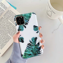 Load image into Gallery viewer, Eqvvol Banana Leaf Flower Case For iPhone 11 Pro Max XS XR X Retro Floral Painted Cover For iPhone 6 6S 7 8 Plus Soft Capa Coque