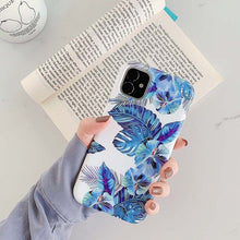 Load image into Gallery viewer, Eqvvol Banana Leaf Flower Case For iPhone 11 Pro Max XS XR X Retro Floral Painted Cover For iPhone 6 6S 7 8 Plus Soft Capa Coque