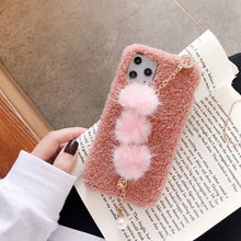 Load image into Gallery viewer, Luxury Bracelet Plush Phone Case For Iphone 11 Pro MAX X XR XS MAX 7 8 Plus Cute Smiley Short Plush Silicone Phone Back Cover