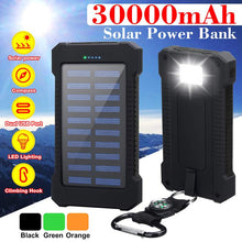 Load image into Gallery viewer, 30000mAh Solar Power Bank with LED Light Waterproof Solar Charger Ports External Charger Powerbank for Xiaomi Smartphone